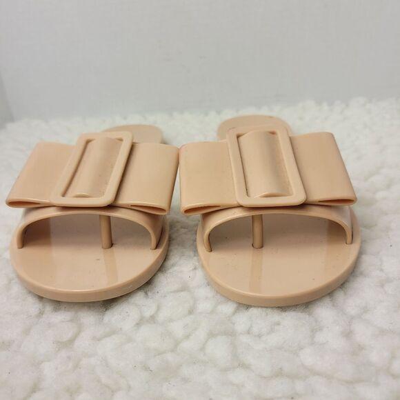 Melissa Babe Women's Slide Sandals Size 6 Pink Open Toe Bow Accent Slip On Shoe - Picture 2 of 9